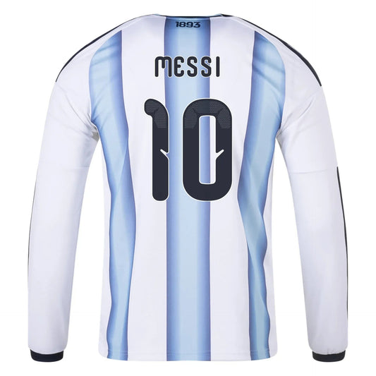 adidas 2026 Argentina Men's #10 Messi Stadium Home Long-Sleeve Soccer Jersey