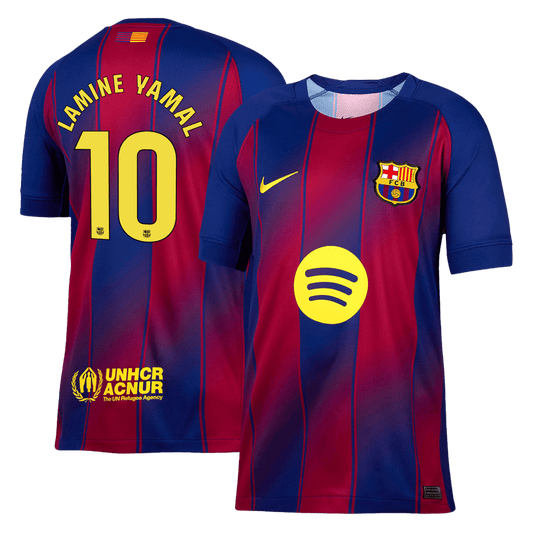 LAMINE YAMAL #10 Barcelona Home Football Shirt 2025/26 Red&Blue