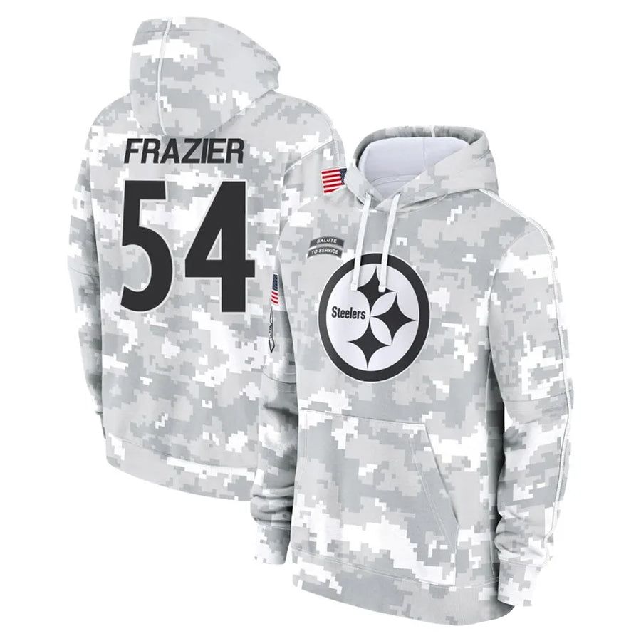 P.Steelers #54 Zach Frazier Player Salute to Service Hoodies & T-Shirts Football Jerseys