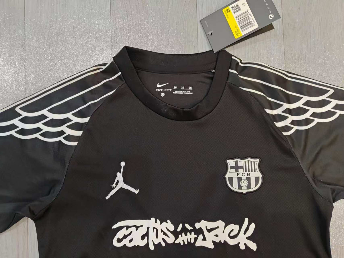 KIDS Barcelona Black Training Kit with Jordan Wings & Corteiz Graffiti