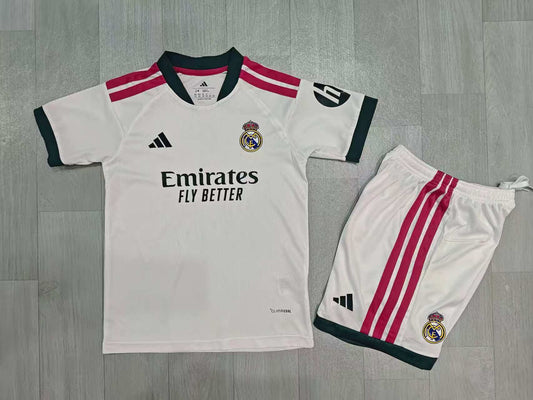 KIDS Real Madrid Home Kit – White/Red/Black