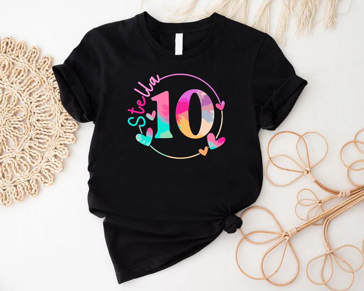 Custom Birthday Girl Shirt,Personalized Age With Girls Name Birthday Shirt,Custom 10th Birthday Shirt Girl,Birthday Girl Gift,Tenth Bday Tee