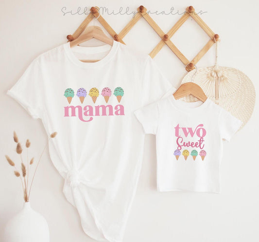 Two Sweet Ice Cream Birthday Outfit, Ice Cream Birthday Shirt, Ice Cream 2nd Birthday Party Shirt, Two Scoops Birthday, Ice Cream Themed