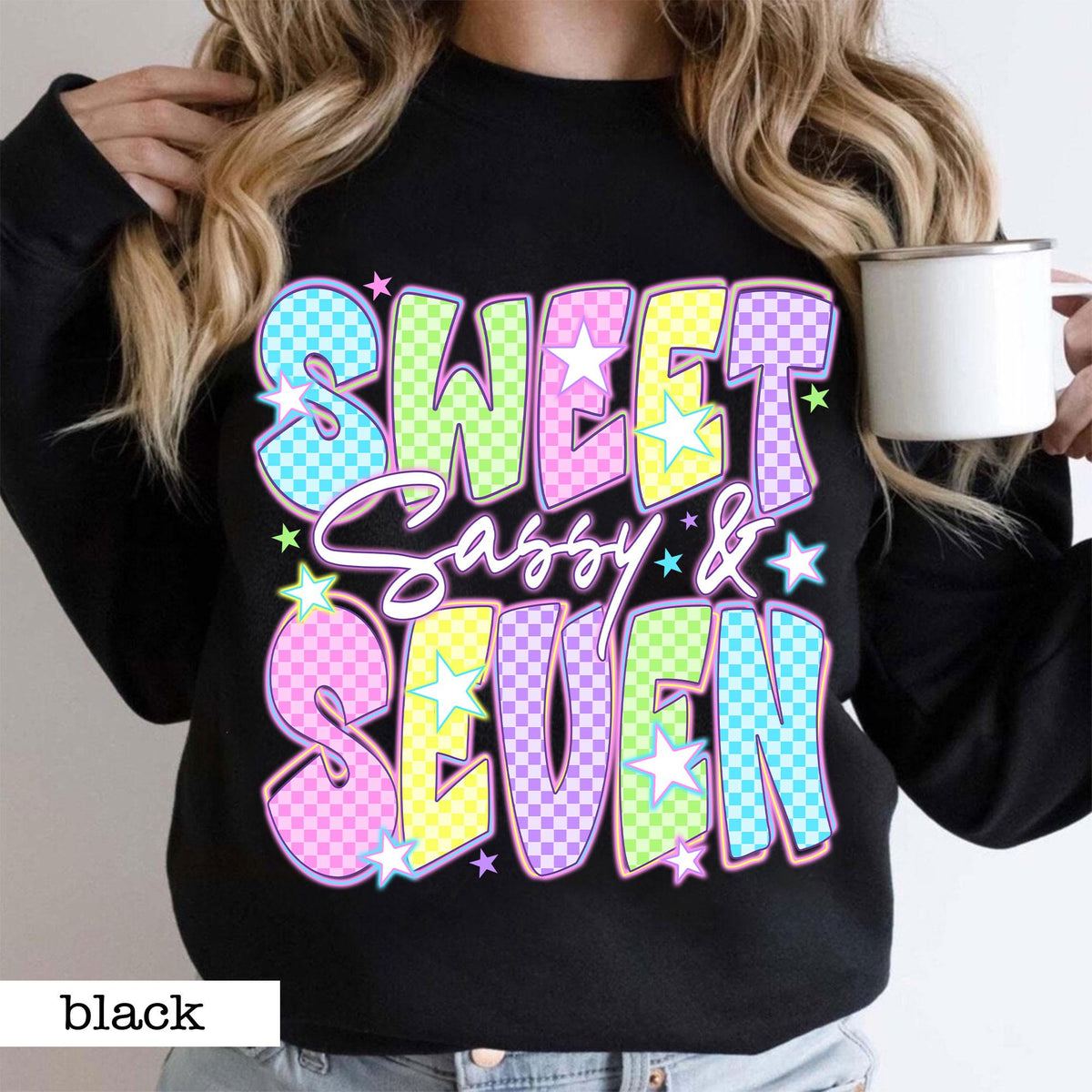 Sweet Sassy and Seven Girls shirt, Custom Girl Birthday Party Tee, 7-Year-Old Birthday Gift, Birthday Shirt for Seven-Year-Old Girl