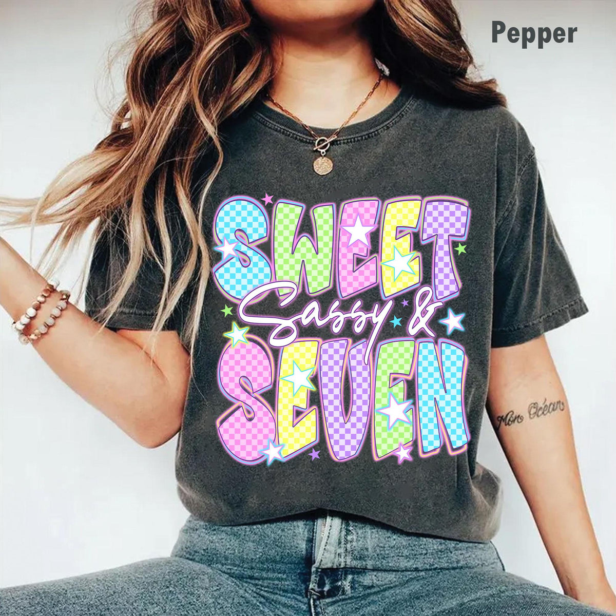 Sweet Sassy and Seven Girls shirt, Custom Girl Birthday Party Tee, 7-Year-Old Birthday Gift, Birthday Shirt for Seven-Year-Old Girl