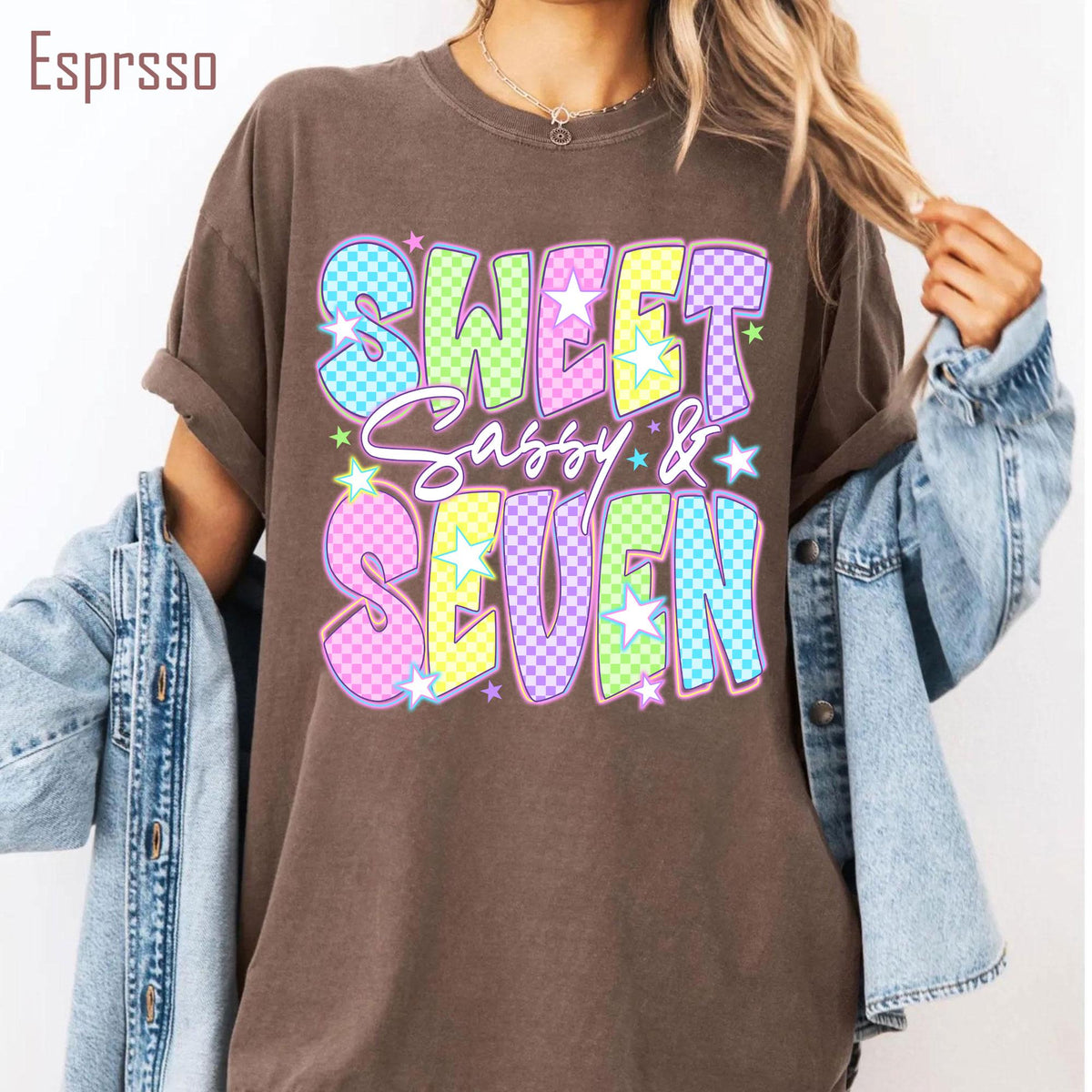 Sweet Sassy and Seven Girls shirt, Custom Girl Birthday Party Tee, 7-Year-Old Birthday Gift, Birthday Shirt for Seven-Year-Old Girl
