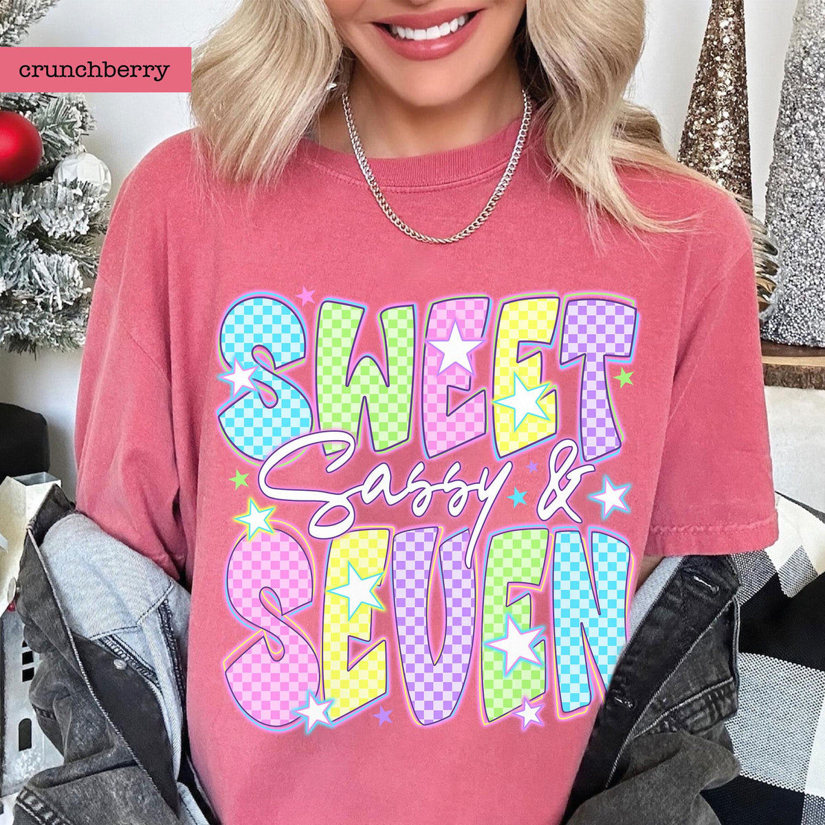 Sweet Sassy and Seven Girls shirt, Custom Girl Birthday Party Tee, 7-Year-Old Birthday Gift, Birthday Shirt for Seven-Year-Old Girl