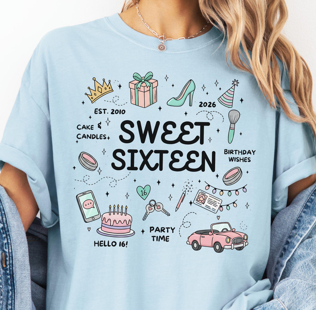 Custom 16th Birthday Shirt,Personalized 16th Birthday Gift Girl Sweet Sixteen Present,Comfort Colors Tee.Milestone Gift for Daughter