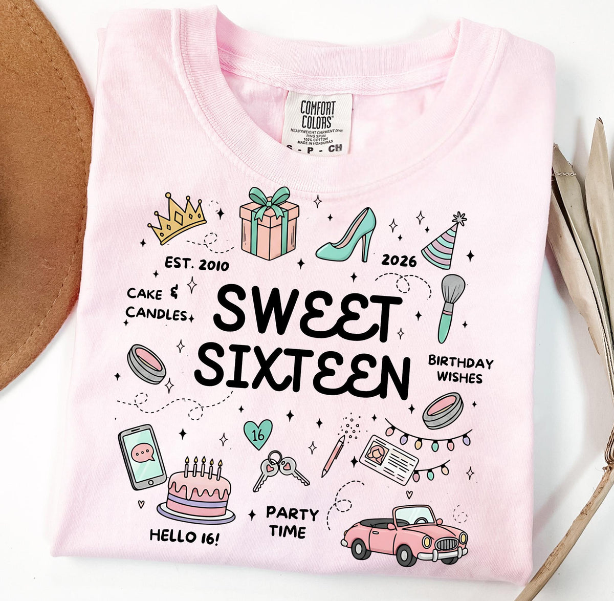 Custom 16th Birthday Shirt,Personalized 16th Birthday Gift Girl Sweet Sixteen Present,Comfort Colors Tee.Milestone Gift for Daughter
