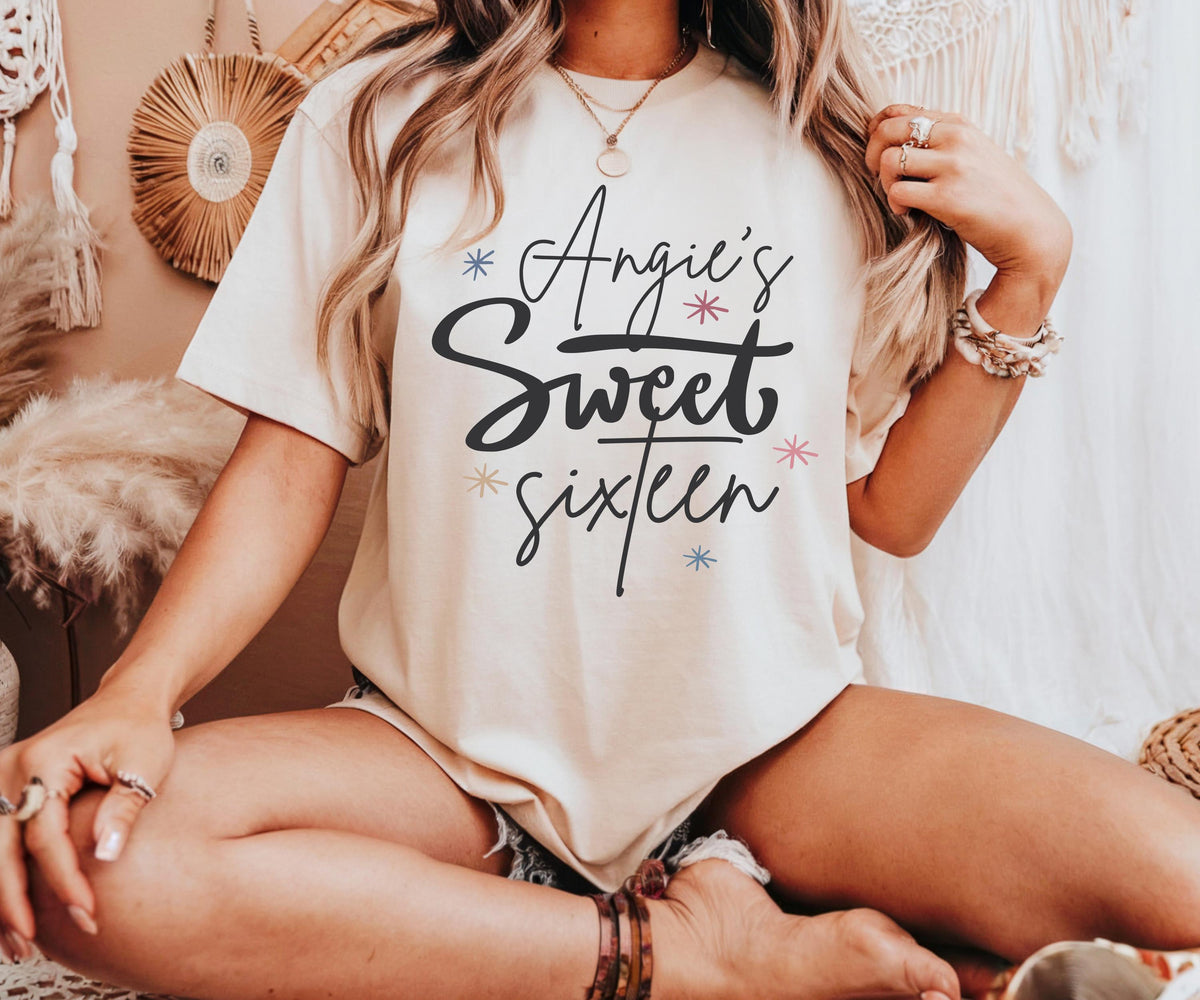 Sweet Sixteen Shirt – Custom Name 16th Birthday – Bella Canvas Soft Party Shirts Youth Adult