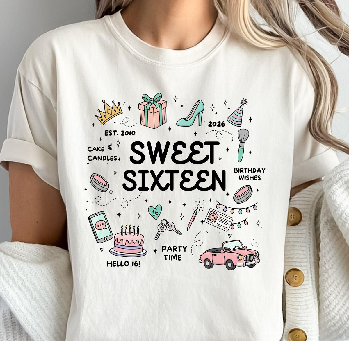Custom 16th Birthday Shirt,Personalized 16th Birthday Gift Girl Sweet Sixteen Present,Comfort Colors Tee.Milestone Gift for Daughter