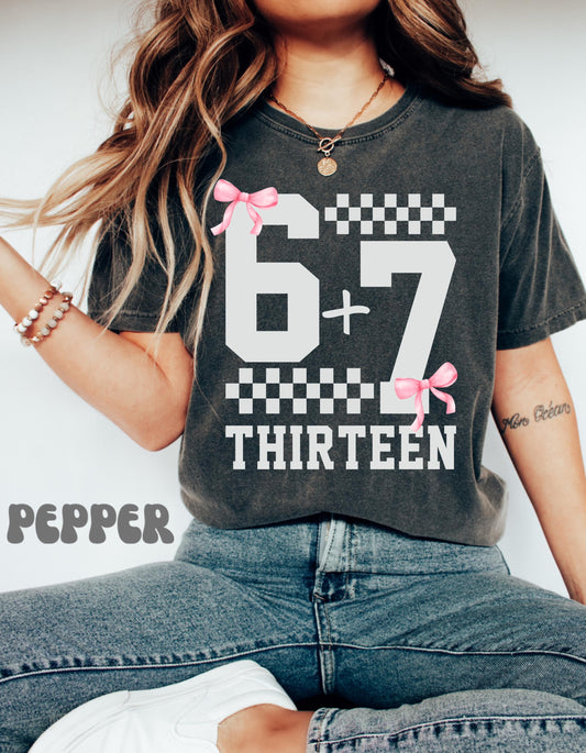 Funny 13th B-day Shirt for Boy Girl, Viral 67 Meme Birthday Tee, Thirteenth Milestone Celebration Gift, Comfort Colors Happy 13th Bday Shirt