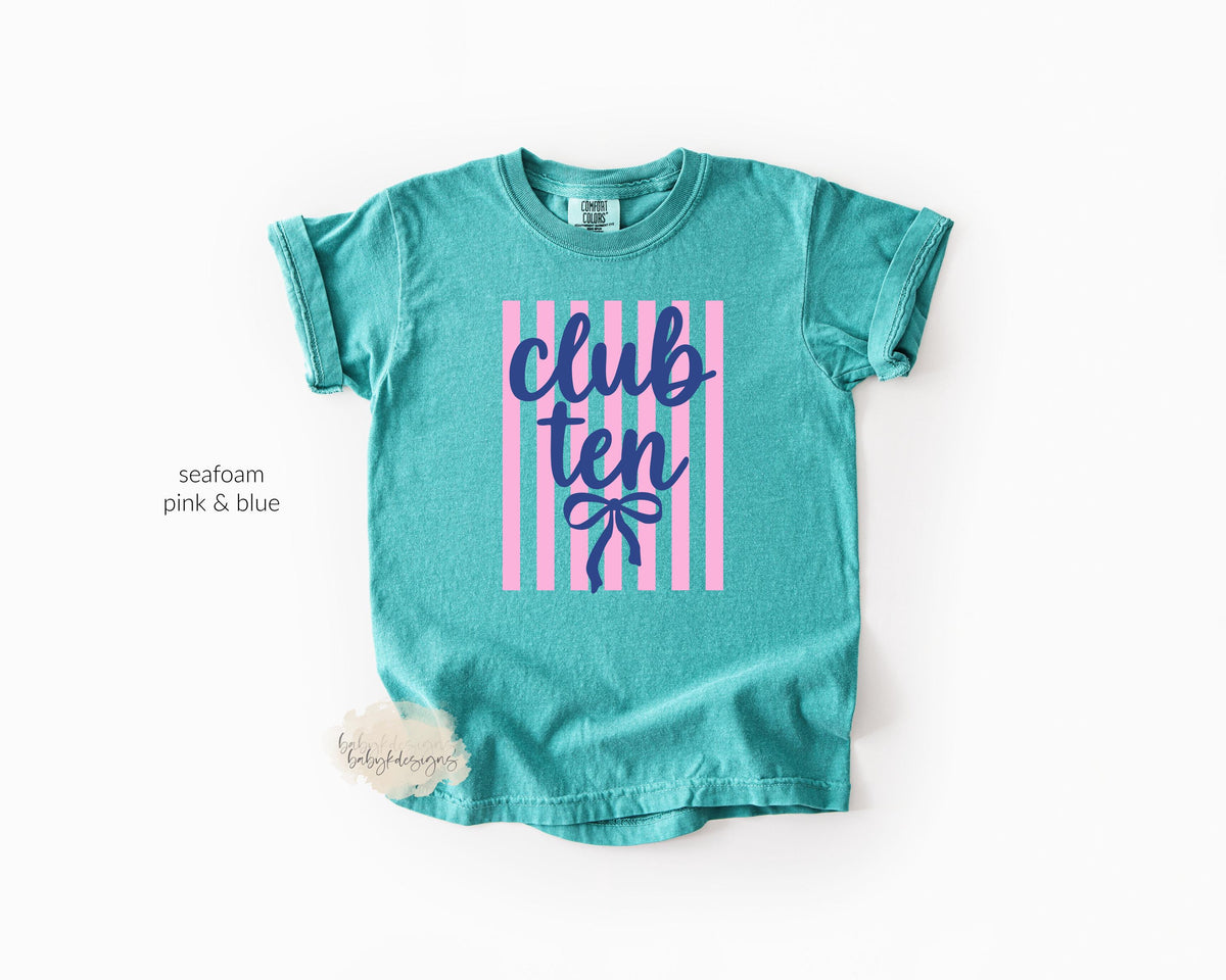 10th Birthday Shirt, Birthday Gift for Girls, Double Digits, Summer Coastal Birthday TShirt, Club Ten Beach Tee, 11th, 12th, 8th, 7th, 16th