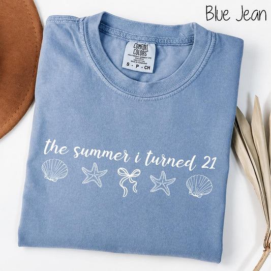 Comfort Colors® Custom The Summer I Turned 21st Birthday Shirt, 21st Birthday Shirt, 21st Birthday Gifts for Her, Beach Birthday Shirt