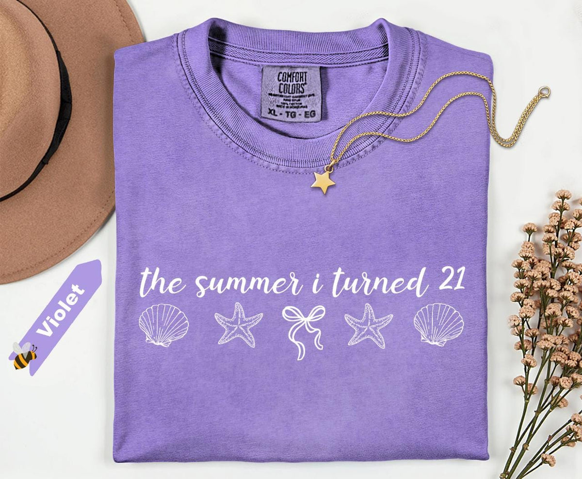 Comfort Colors® Custom The Summer I Turned 21st Birthday Shirt, 21st Birthday Shirt, 21st Birthday Gifts for Her, Beach Birthday Shirt
