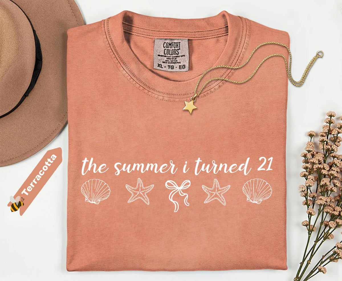 Comfort Colors® Custom The Summer I Turned 21st Birthday Shirt, 21st Birthday Shirt, 21st Birthday Gifts for Her, Beach Birthday Shirt