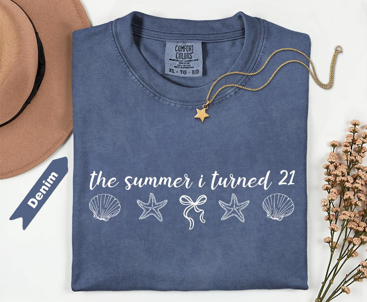 Comfort Colors® Custom The Summer I Turned 21st Birthday Shirt, 21st Birthday Shirt, 21st Birthday Gifts for Her, Beach Birthday Shirt