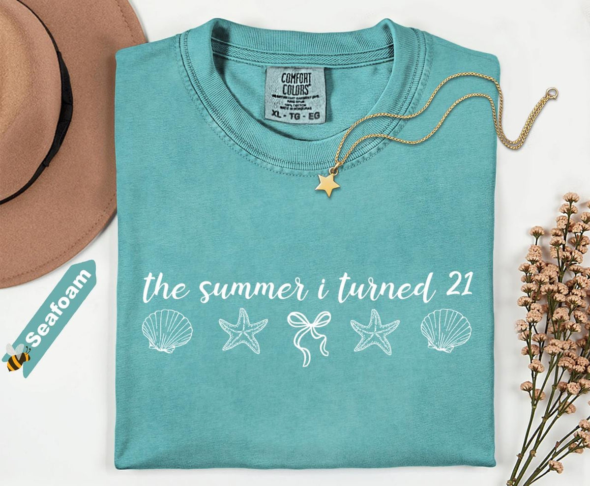 Comfort Colors® Custom The Summer I Turned 21st Birthday Shirt, 21st Birthday Shirt, 21st Birthday Gifts for Her, Beach Birthday Shirt