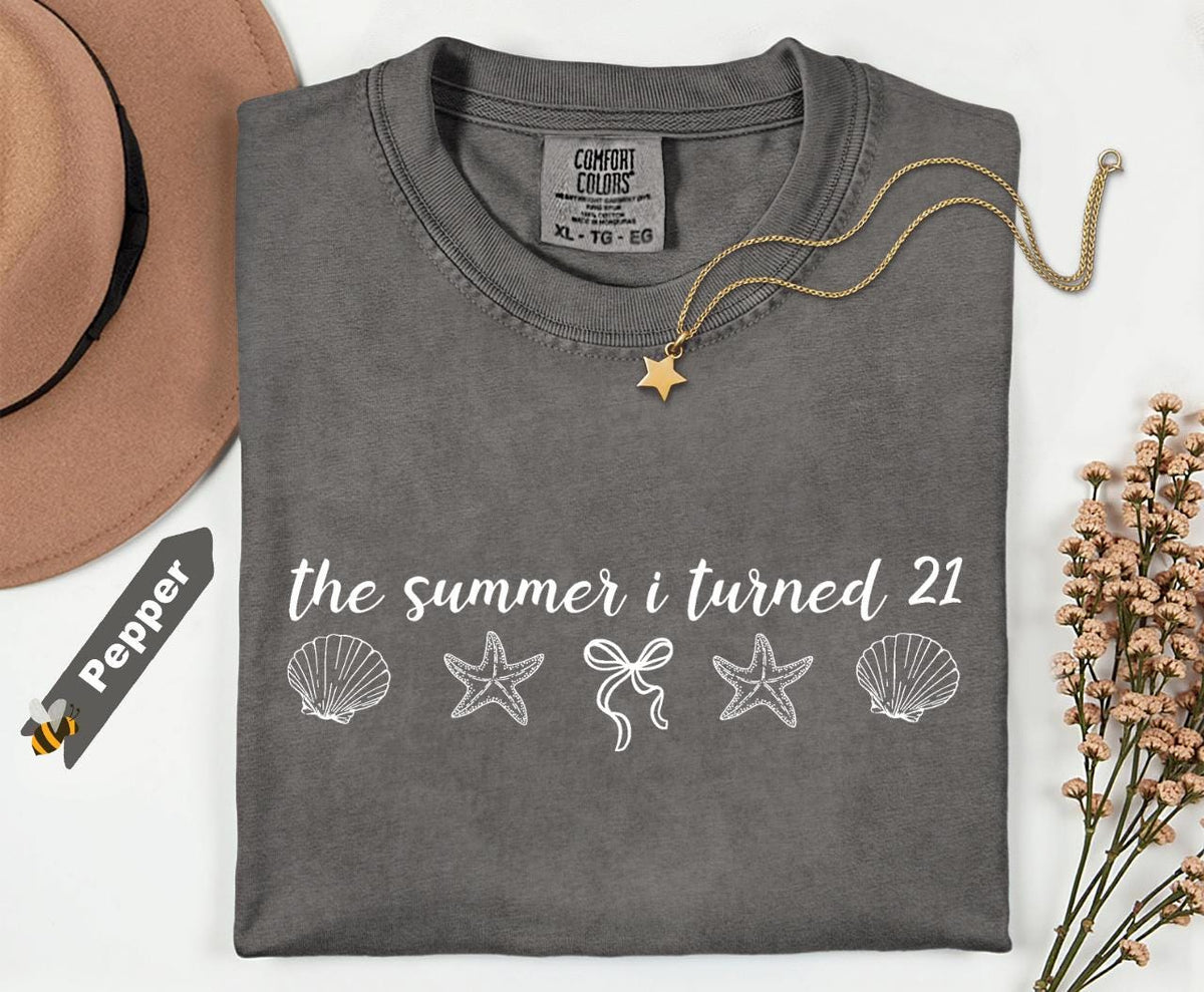 Comfort Colors® Custom The Summer I Turned 21st Birthday Shirt, 21st Birthday Shirt, 21st Birthday Gifts for Her, Beach Birthday Shirt