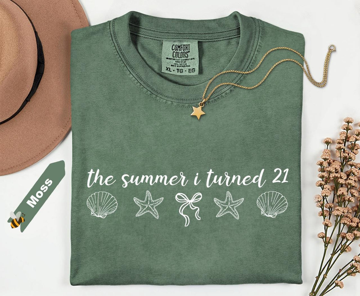 Comfort Colors® Custom The Summer I Turned 21st Birthday Shirt, 21st Birthday Shirt, 21st Birthday Gifts for Her, Beach Birthday Shirt
