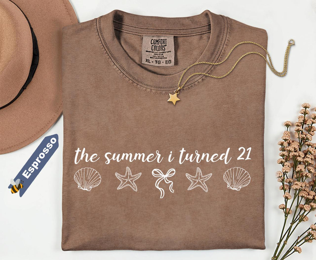 Comfort Colors® Custom The Summer I Turned 21st Birthday Shirt, 21st Birthday Shirt, 21st Birthday Gifts for Her, Beach Birthday Shirt